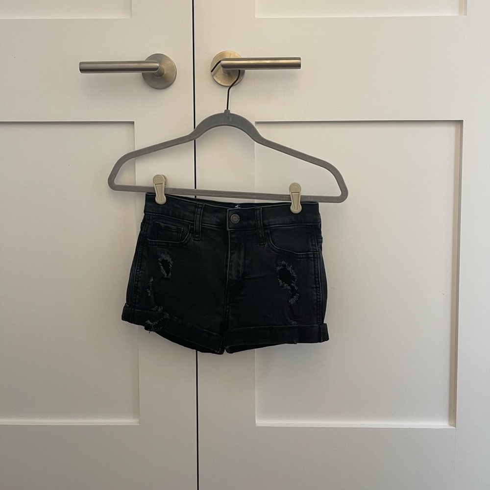 Hollister Black Distressed Denim Shorts